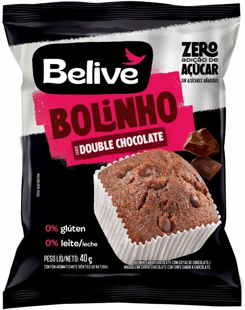 Bolinho Chocolate Sem Açúcar Sem Glúten Sem Leite Belive 40g