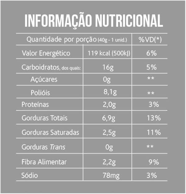 Bolinho Chocolate Sem Açúcar Sem Glúten Sem Leite Belive 40g