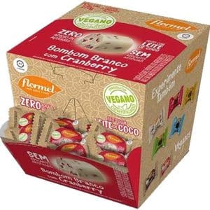 Bombom Vegano Branco com Cranberry (Display com 18 Unidades de 15 Gramas)
