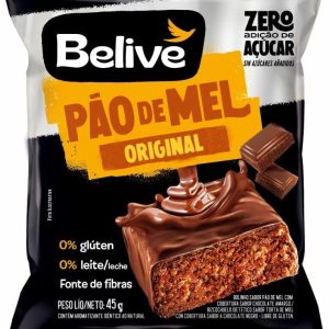 Pão de Mel 100% Coberto de Chocolate Sem Açúcar Sem Glúten e Sem Lactose Belive 45g