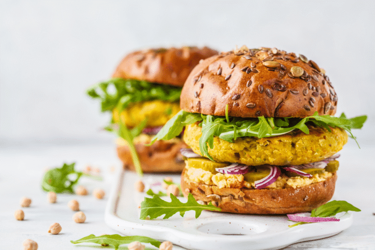 hamburguer grao de bico vegano