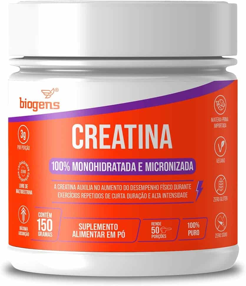 Creatina, Creatina 100% pura, 100% monohidratada e micronizada, livre de maltodextrina, 150g, Biogens