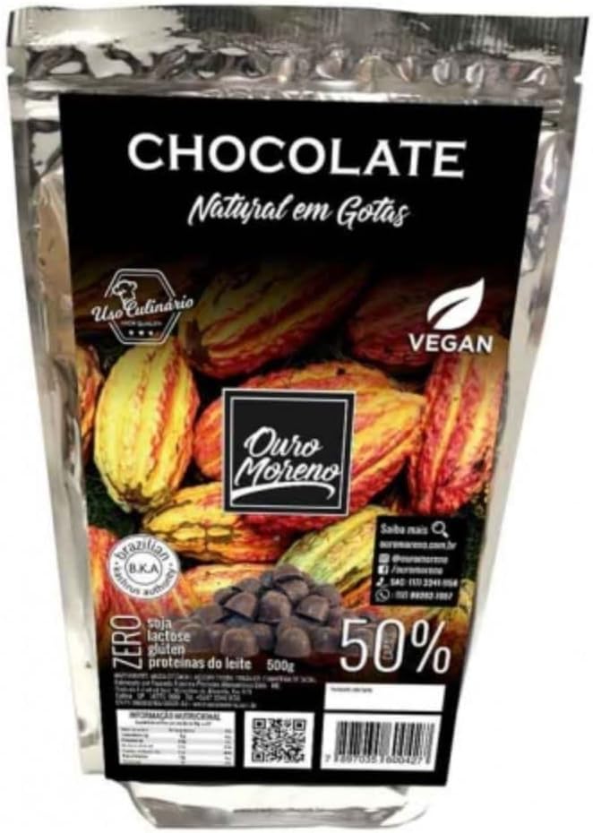 Chocolate 50% Cacau em Gotas Sem Lactose Ouro Moreno